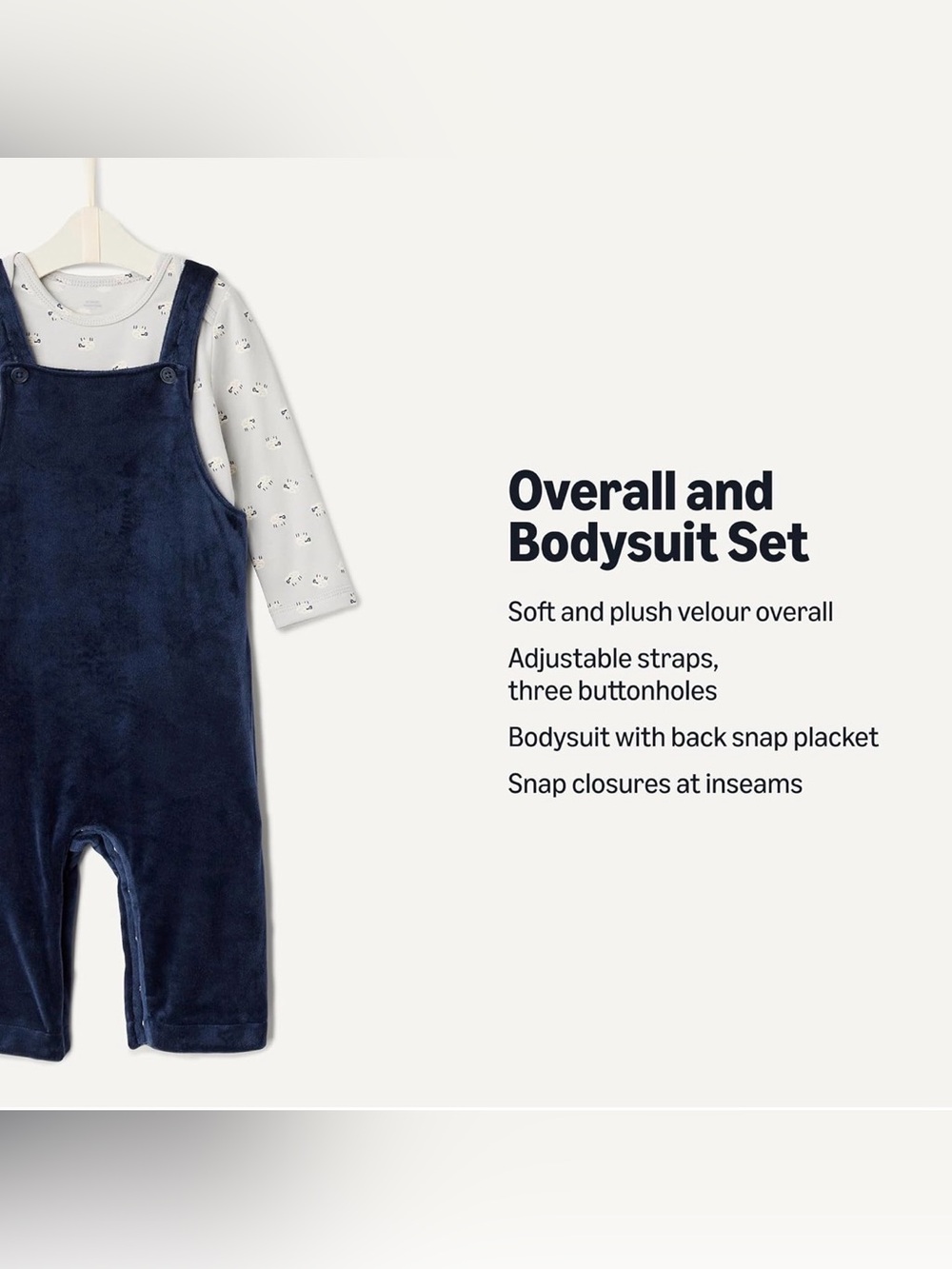 Sofia Grainge Unisex Babies Velour Overalls Dark Navy Blue Baby